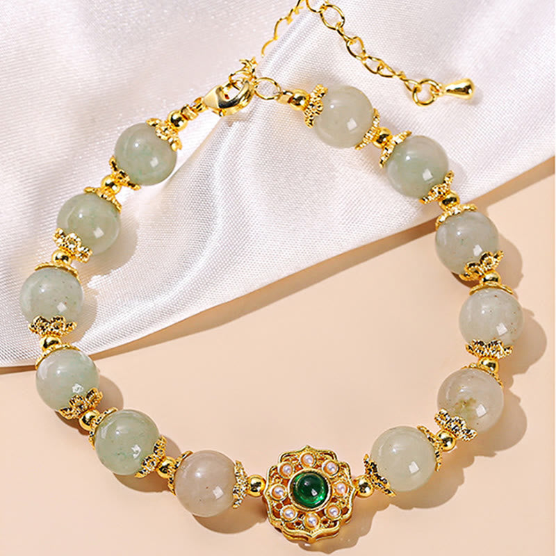 Bracelet chaîne de perles de prospérité en jade naturel Buddha Stones