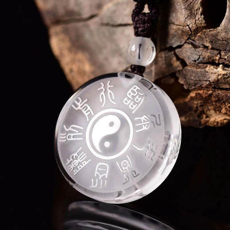 Buddha Stones Taoïsme Cinq montagnes sacrées Symbole Yin Yang Collier pendentif d'équilibre en cristal Liuli Porte-clés - image 2