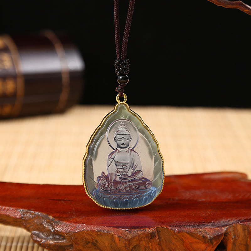 Collier avec pendentif en cristal de sérénité du Bouddha tibétain Liuli - Bouddha bleu - image 9