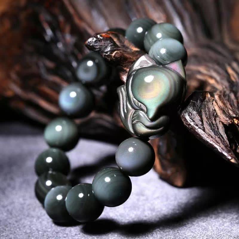 Bracelet de guérison positif en obsidienne arc-en-ciel Buddha Stones
