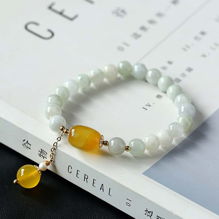 Bracelet de protection en agate de jade blanc naturel Buddha Stones