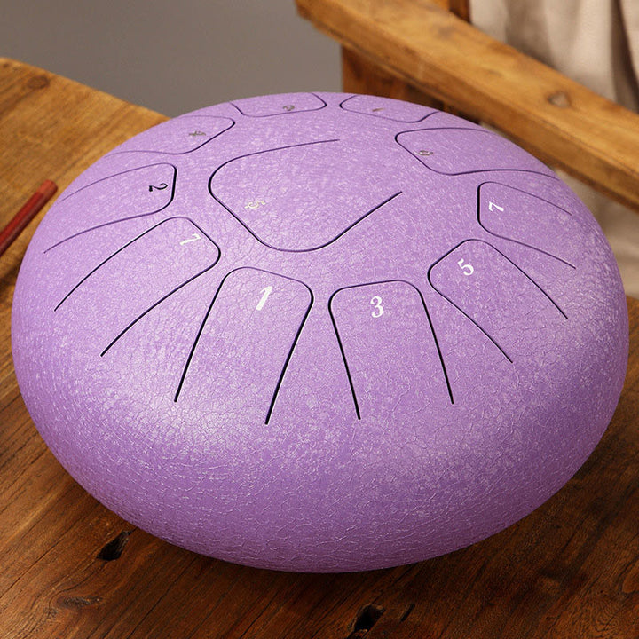 Buddha Stones Steel Tongue Drum Kit de batterie de yoga de méditation de pleine conscience de guérison sonore 11 notes 8 pouces - Violet - image 21