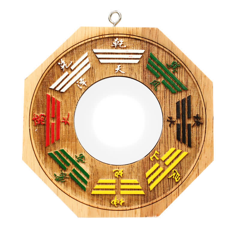 Carte Feng Shui Bagua Miroir de carte d'équilibre énergétique en bois de pêcher - Miroir convexe Bagua - 10 cm - image 0