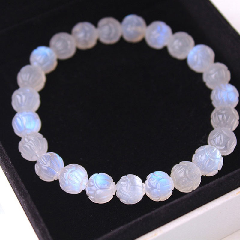 Bracelet Lotus Love en pierre de lune naturelle de Buddha Stones