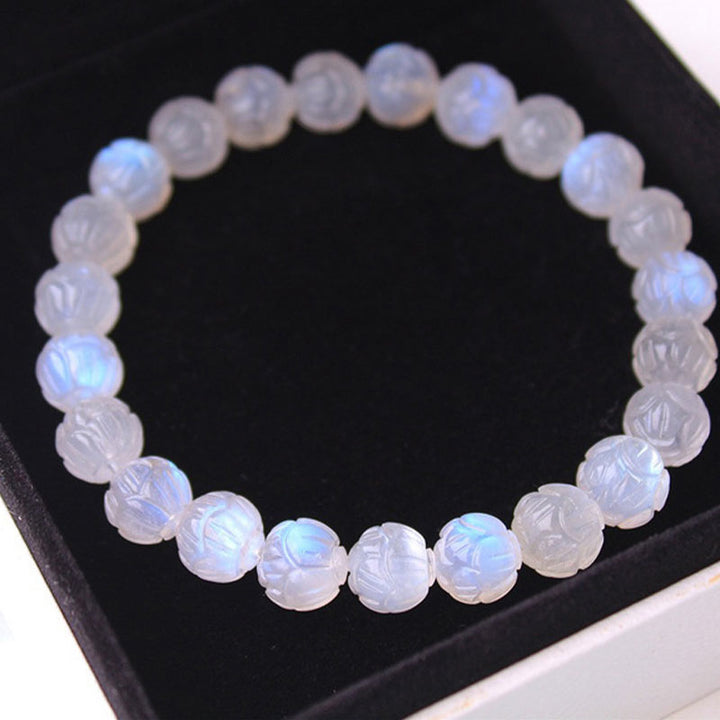Bracelet Lotus Love en pierre de lune naturelle de Buddha Stones