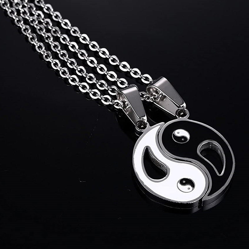 Collier avec pendentif Yin Yang pour couple, 2 pièces