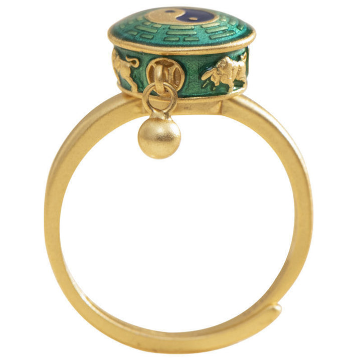 Bague rotative Yin Yang en cuivre pour la chance et la richesse