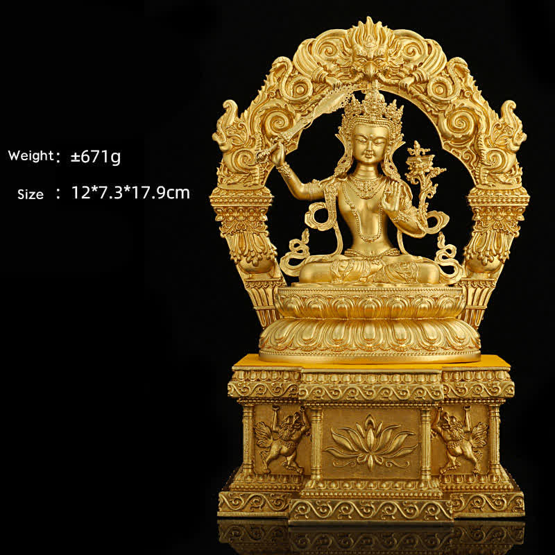 Figurine de Bouddha de médecine Amitabha Shakyamuni Statue de sérénité en cuivre Décoration de la maison - Bodhisattva Manjushri de 10 cm et son socle - image 11