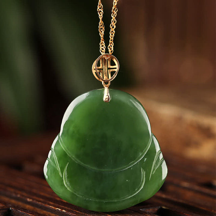 Collier avec pendentif en argent sterling 925 et jade cyan Hetian en or 18 carats avec chaîne et bouddha rieur - image 8