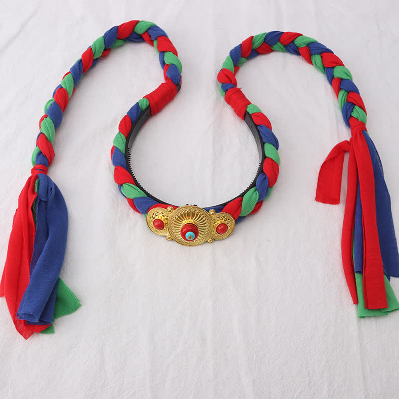 Accessoires pour cheveux en perles à pompon colorées tibétaines - image 3
