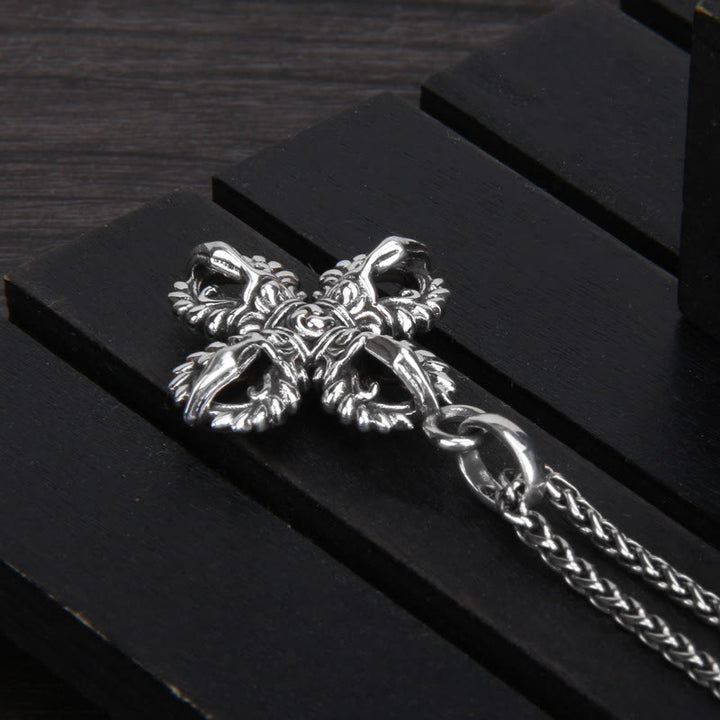 Collier pendentif de force spirituelle double Dorje Vajra en argent sterling 925 Buddha Stones