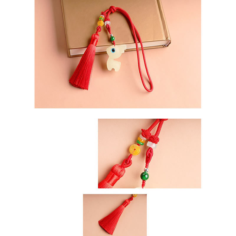 Porte-clés lumineux en forme de cerf porte-bonheur en Buddha Stones, mini et mignon, décoration à suspendre pour téléphone et voiture