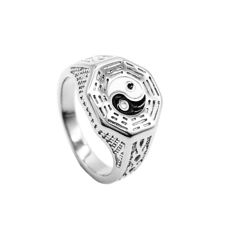 Bague porte-bonheur en cuivre avec symbole Yin Yang