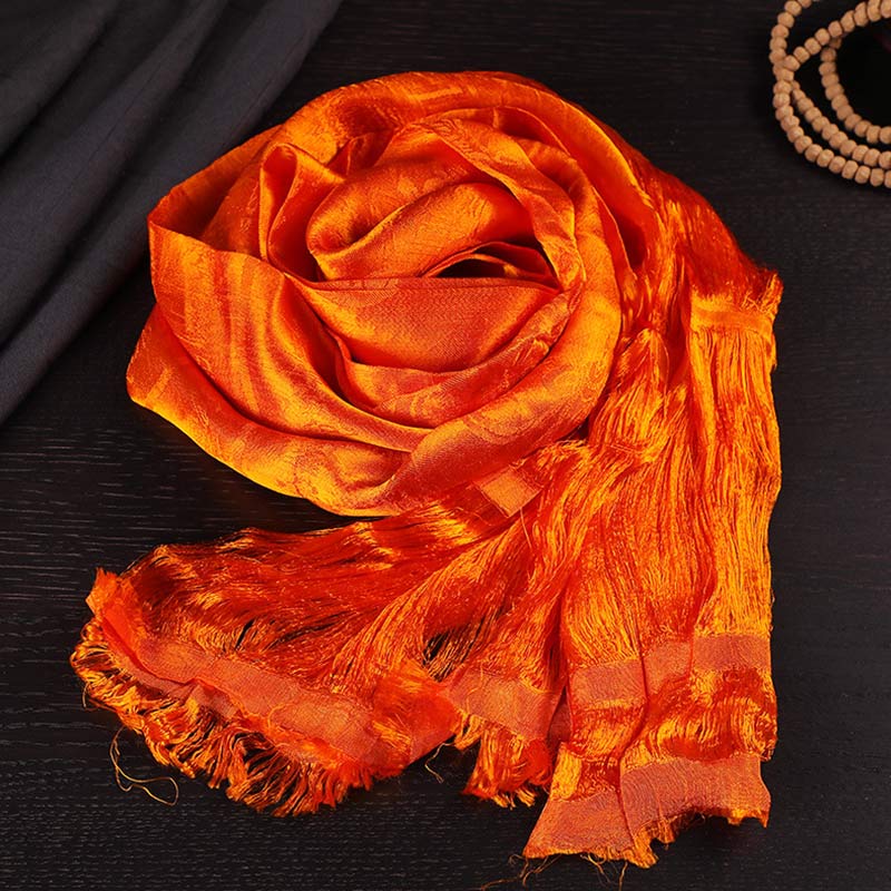 Buddha Stones Bénédiction tibétaine Auspicieux 5 Couleurs Jacquard Khata Décoration - Orange - image 4