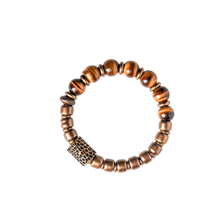 Bracelet de protection en cuivre avec pierre œil de tigre et Buddha Stones