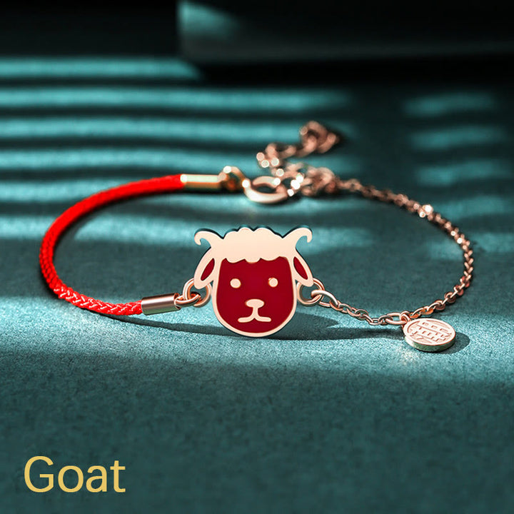 Bracelet chaîne en fil rouge Buddha Stones en argent sterling 925 changeant de couleur, signe du zodiaque chinois, protection de la chance