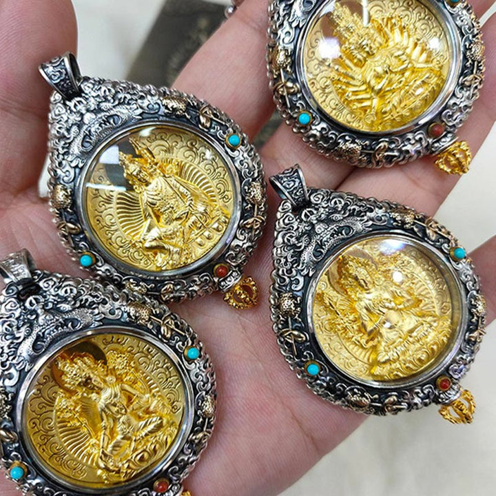 Buddha Stones Zodiaque chinois Bouddha natal Thangka Neuf palais Huit diagrammes Richesse Collier pendentif rotatif