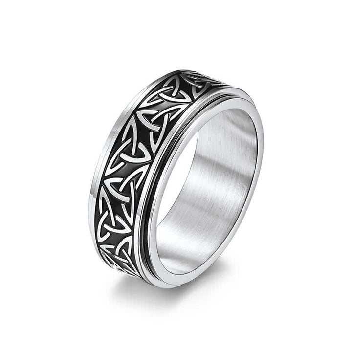 Bague rotative calme en acier titane avec Buddha Stones