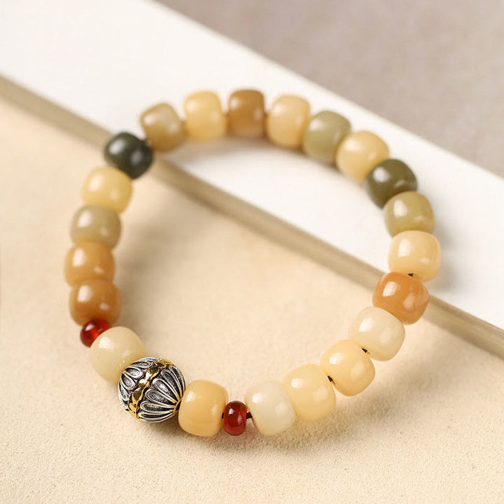 Buddha Stones Graine de Bodhi Naturelle Le Seigneur de la Forêt des Cadavres Bracelet de Sagesse Om Mani Padme Hum