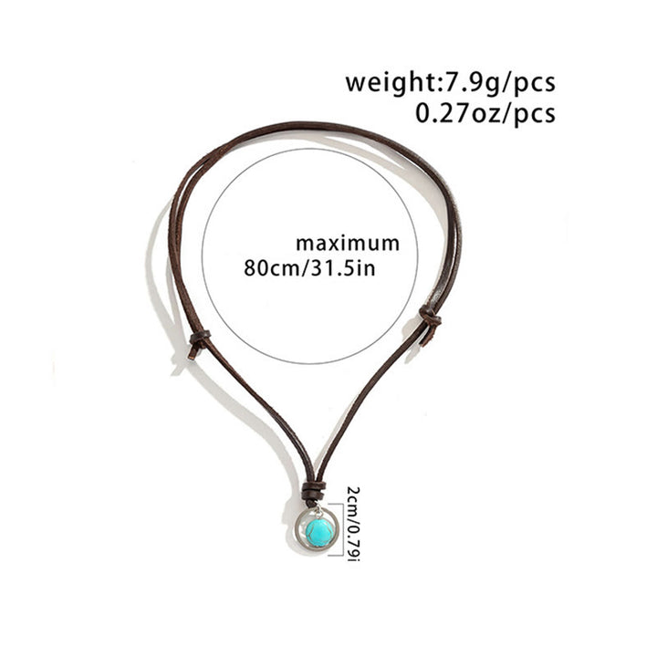 Collier pendentif en pierre turquoise ronde de Buddha Stones