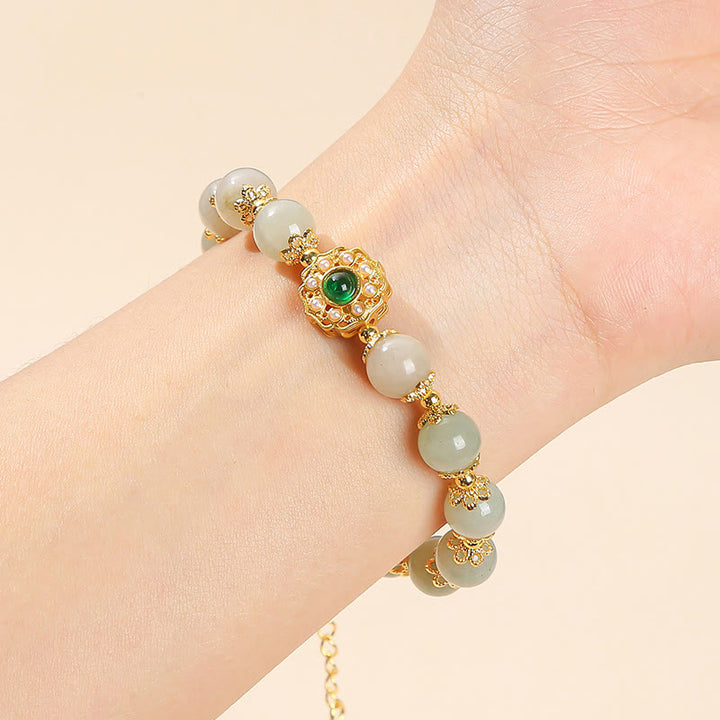 Bracelet chaîne de perles de prospérité en jade naturel Buddha Stones