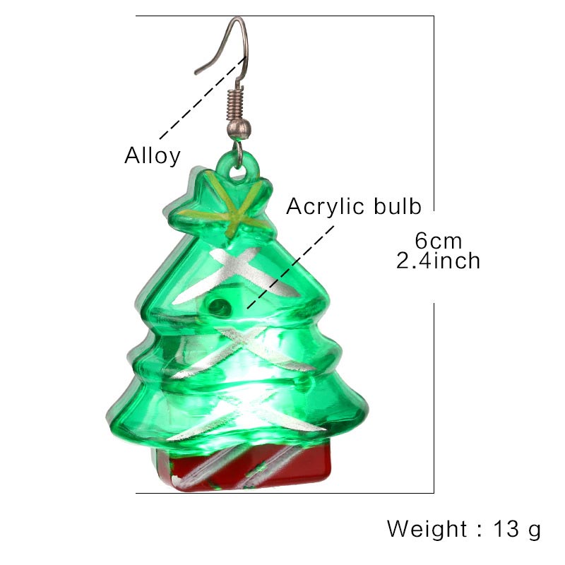 Boucles d'oreilles lumineuses à LED en forme d'élan et de sapin de Noël