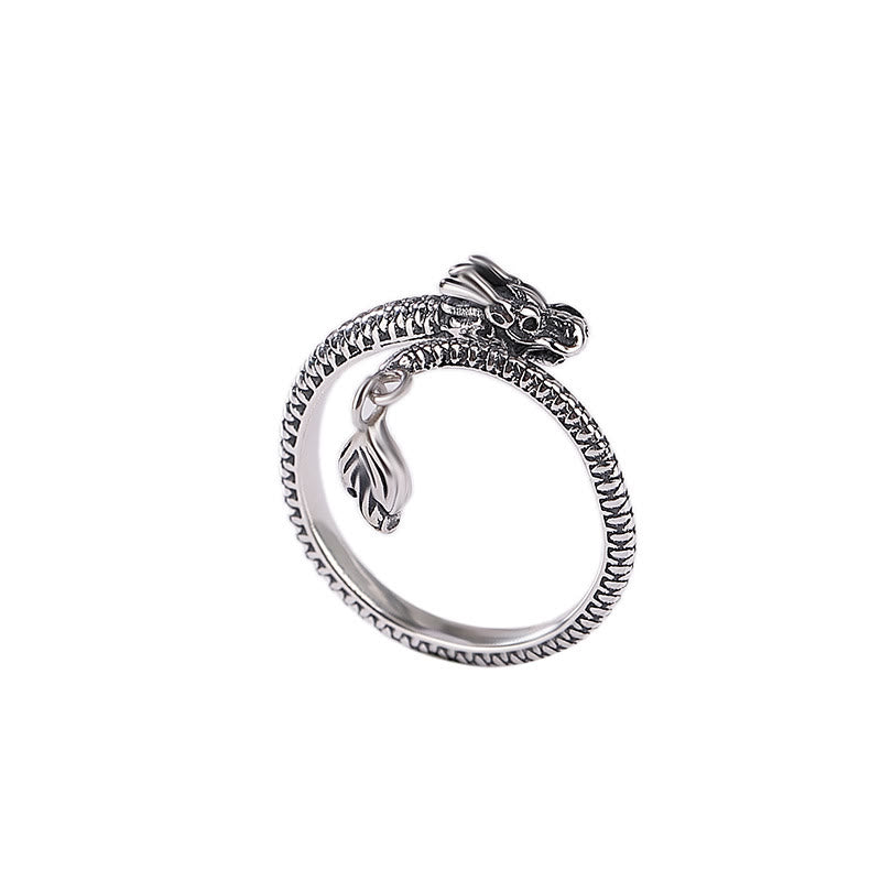 Bague ajustable en argent sterling 925 Buddha Stones , vintage, année du dragon, protection, force