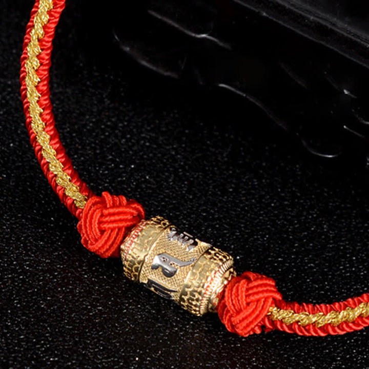 Bracelet en argent sterling 925 Buddha Stones et roue de prière Om Mani Padme Hum, chance et force, cordon rouge