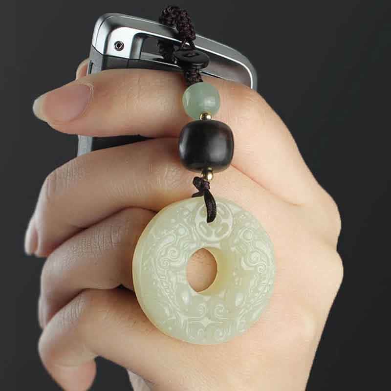 Porte-clés Buddha Stones PiXiu Jade Peace Buckle Abondance Richesse