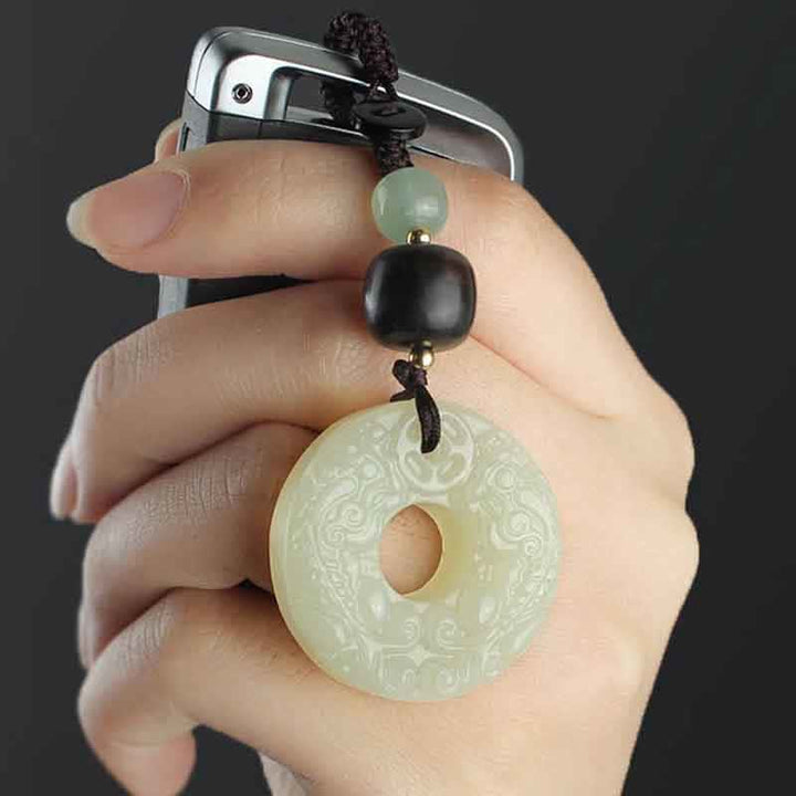 Porte-clés Buddha Stones PiXiu Jade Peace Buckle Abondance Richesse