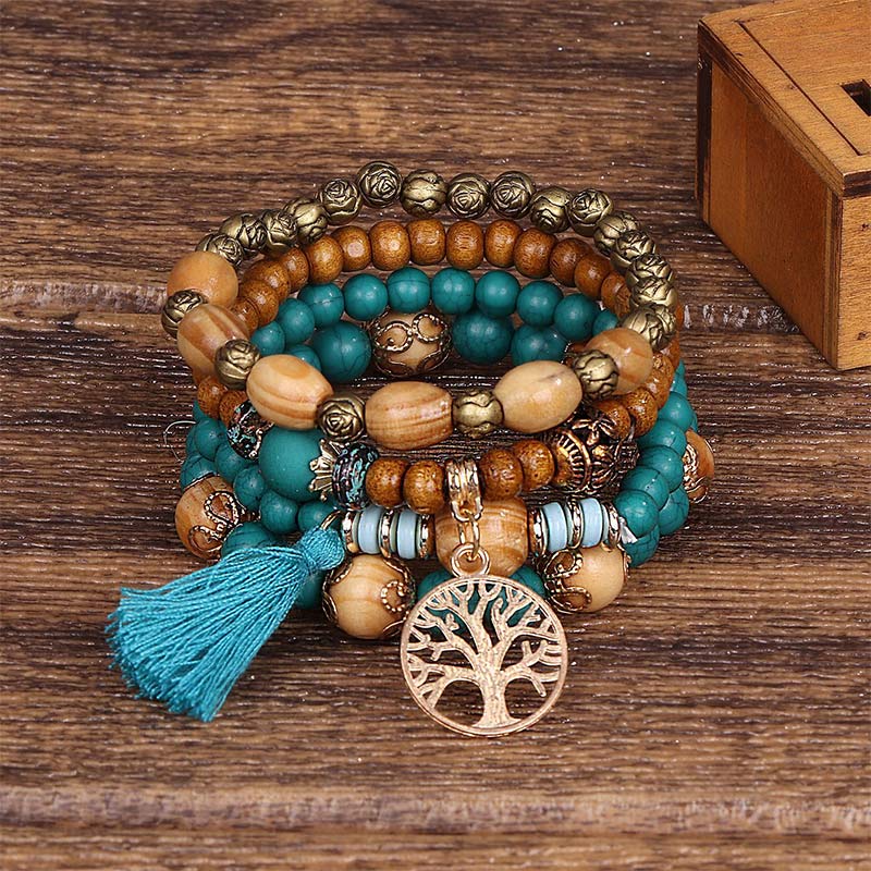 Bracelet de guérison à pampilles en bois de wengé