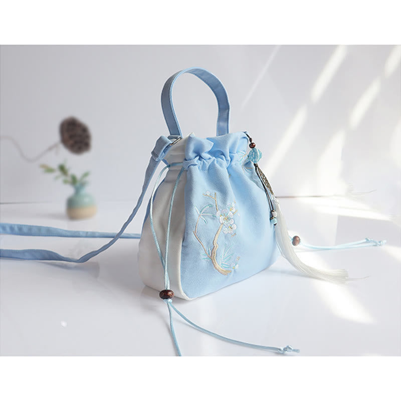Sac à main en toile brodé à la main avec Buddha Stones et fleurs