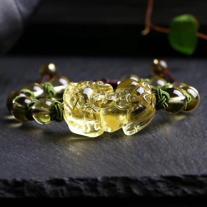 Bracelet de protection de richesse en citrine naturelle Pixiu Buddha Stones - image 1