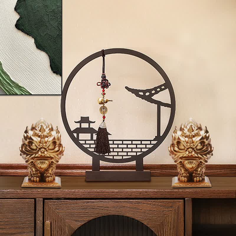 Statue de lion en Buddha Stones en résine résistante pour décoration de maison ou de bureau - image 4