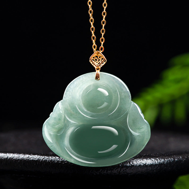 Collier pendentif Bouddha rieur en jade naturel pour la prospérité et l'abondance - image 8