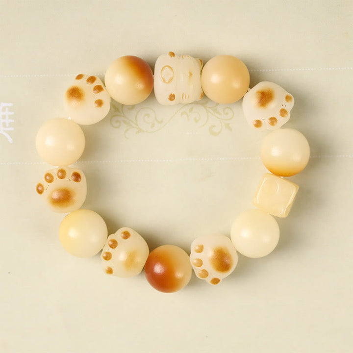 Bracelet porte-bonheur en bois de santal avec graines de Bodhi naturelles et Buddha Stones, tête de chat mignon et porte-bonheur, griffe de paix - image 21