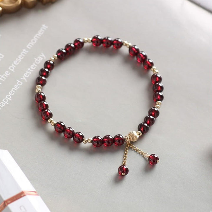 Bracelet Buddha Stones en alliage plaqué or 14 carats et grenat naturel apaisant - image 2