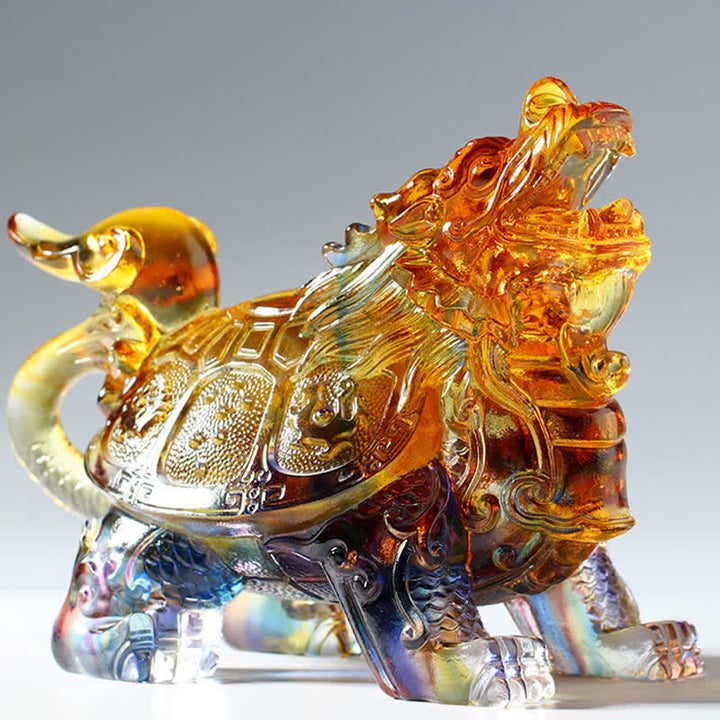 Tortue dragon Feng Shui, pièce d'art en cristal Liuli faite à la main, décoration pour la maison et le bureau
