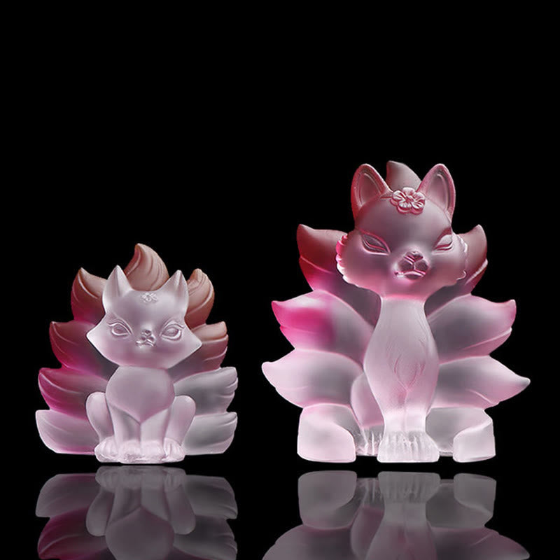 Buddha Stones Petit renard à neuf queues Succès Force Figurine Décoration de la maison