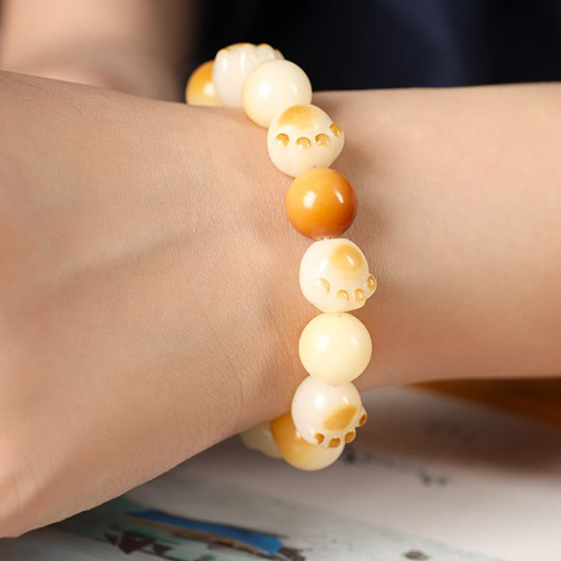 Bracelet porte-bonheur en bois de santal avec graines de Bodhi naturelles et Buddha Stones, tête de chat mignon et porte-bonheur, griffe de paix - image 19
