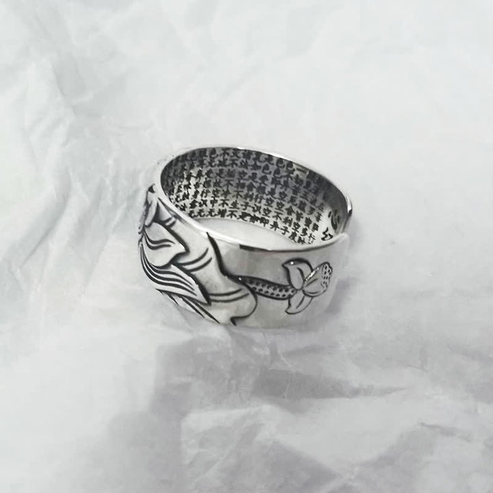 Bague de protection Sutra du cœur en argent sterling 999 Buddha Stones - image 5
