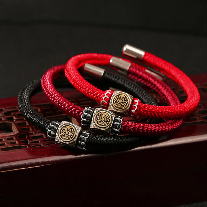 Bracelet en argent sterling 925 Buddha Stones et nœud parfait King Kong