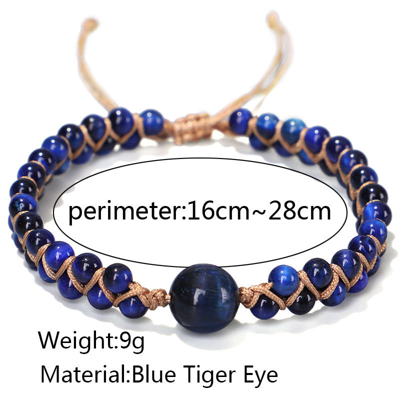Bracelet de protection en pierre œil de tigre bleu divin Buddha Stones