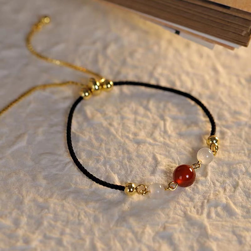 Bracelet de confiance tressé en agate rouge œil de chat avec Buddha Stones - image 7