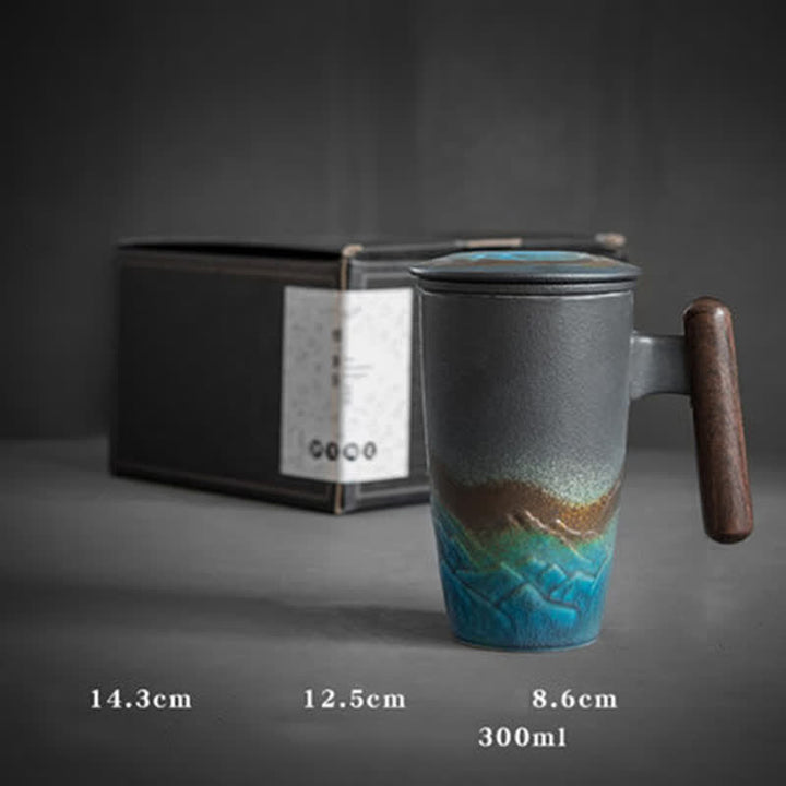 Tasses à thé en céramique vintage Buddha Stones Mountain Sea