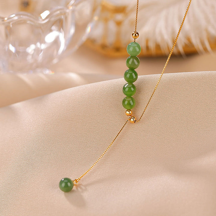 Collier pendentif de guérison en perles de jade cyan en argent sterling 925 Buddha Stones