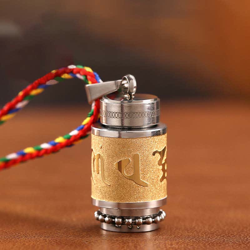 Collier pendentif amulette de sagesse en acier titane avec Buddha Stones tibétaines Om Mani Padme Hum Shurangama Mantra - image 0