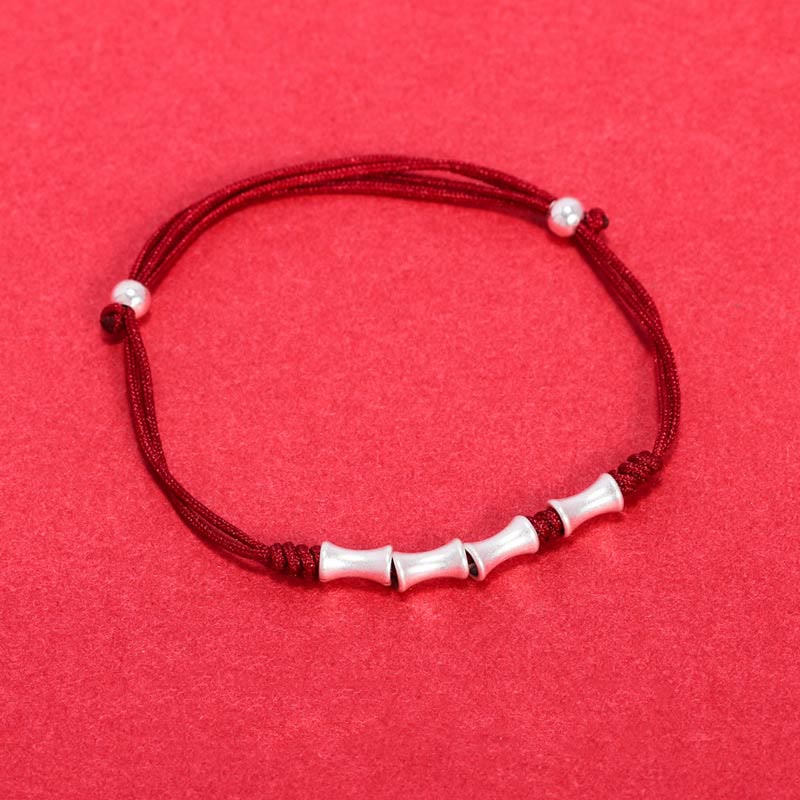 Bracelet tressé en argent sterling 925 Buddha Stones et motif bambou