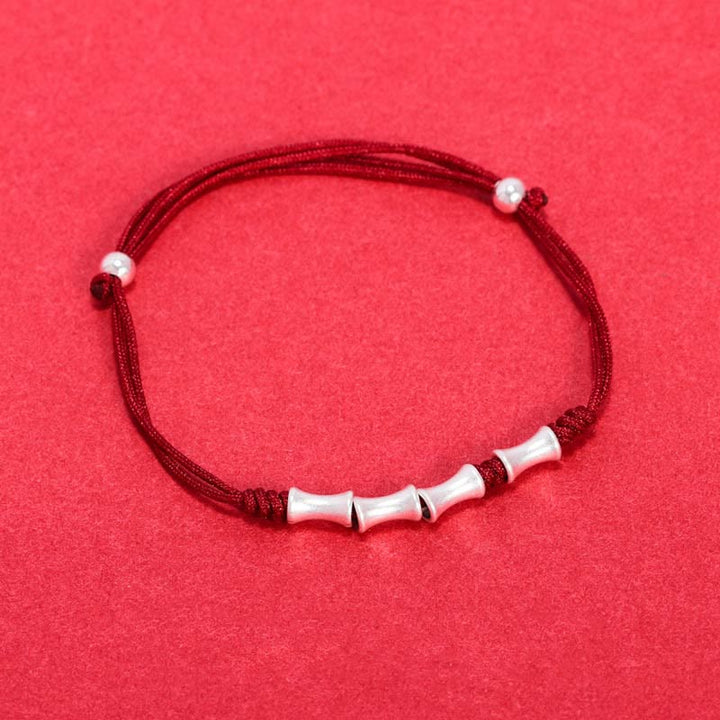 Bracelet tressé en argent sterling 925 Buddha Stones et motif bambou