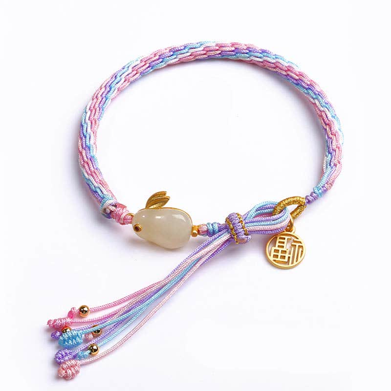 Bracelet tressé de protection avec cordon porte-bonheur et nœud de réincarnation